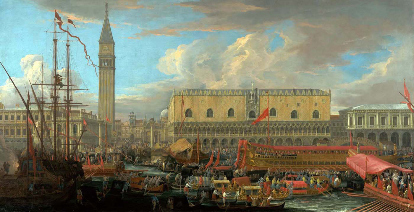 the bucintoro departing from the bacino di san marco